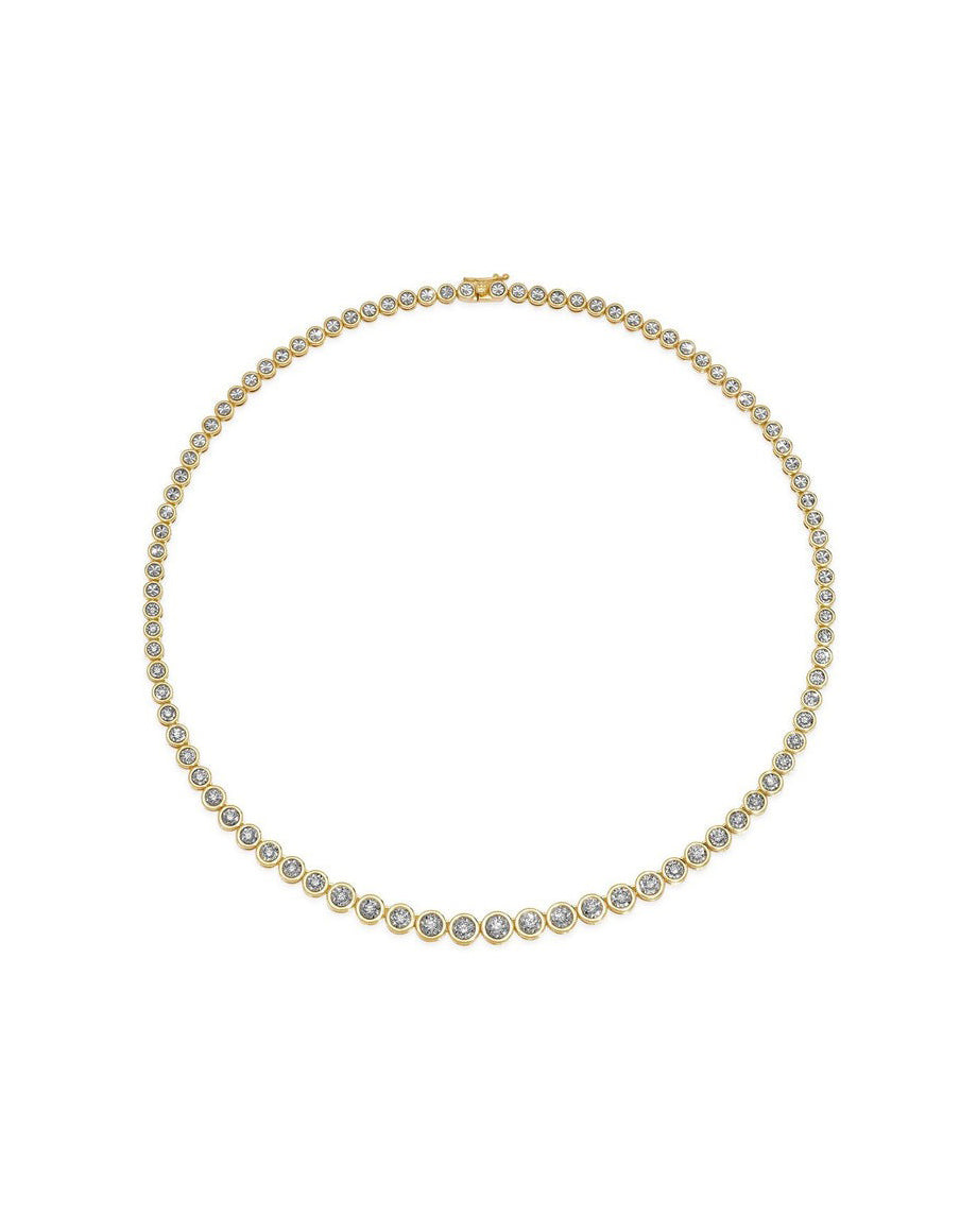 14K Yellow Gold 1.45ct Bezel Diamond Tennis Necklace