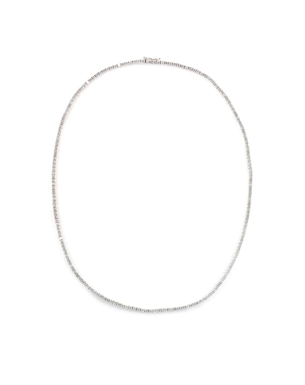 14K White Gold 6.28ct Diamond Tennis Necklace