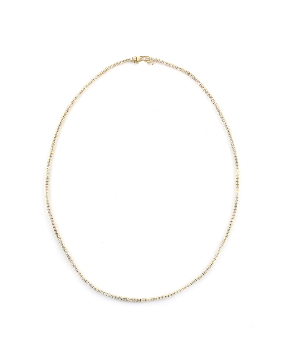 14K Yellow Gold 4.25ct Diamond Tennis Necklace