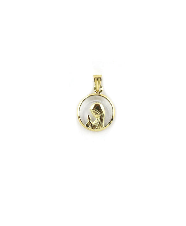 14K Gold Crystal Praying Mary Charm