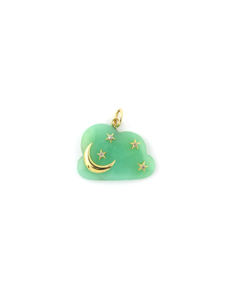 14K Gold Chrysoprase Cloud Charm