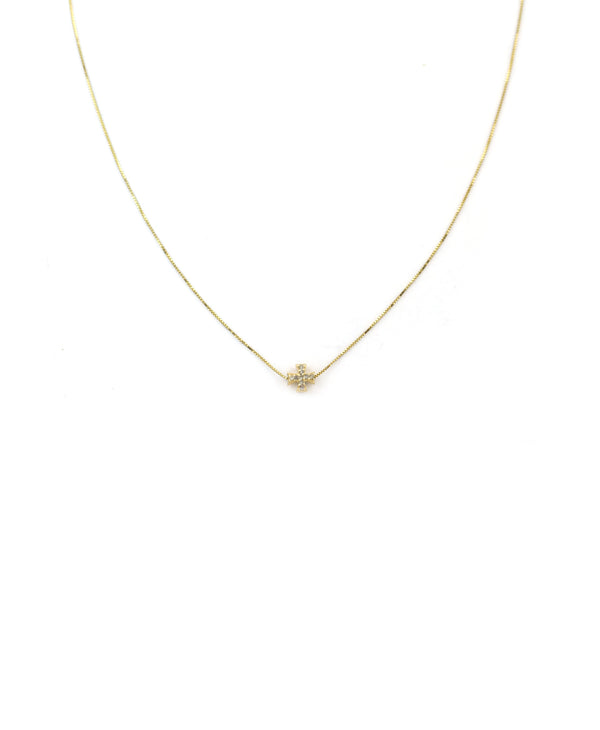 14K Gold Diamond Cross Itty Bitty Snake Chain