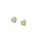 14K Gold Clear Pear Crystal Heart Studs