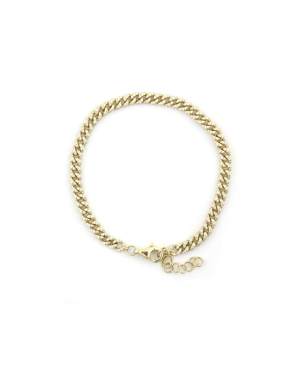 14K Gold .82ct Pave Diamond Cuban Bracelet