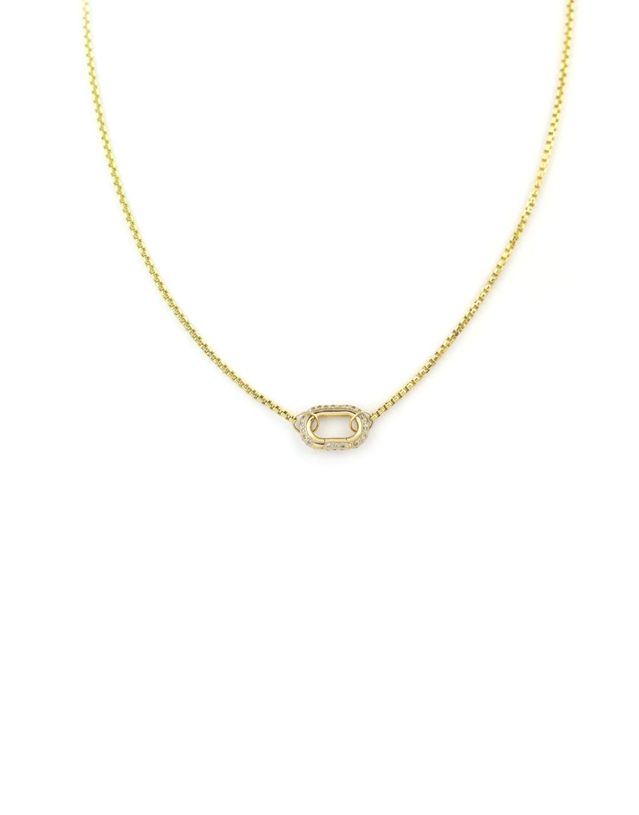 14K Gold Fine Lexi Lock Necklace: Gold Round Box Chain