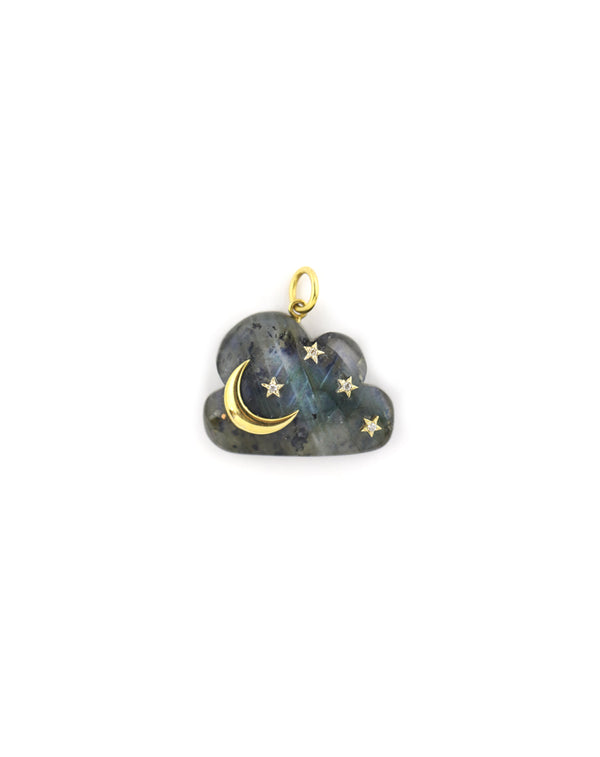 14K Gold Labradorite Cloud Charm