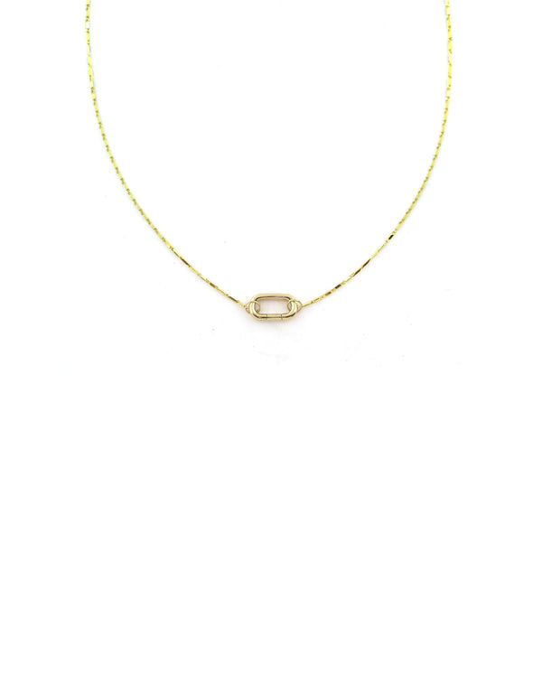 14K Gold Lexi Lock Necklace: Tiny Gold Bar Chain