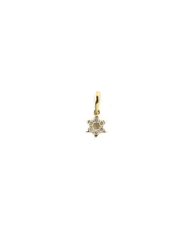 14K Gold Mini Diamond Star of David Charm