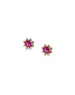 14K Gold Pink Crystal Mini Flower Studs