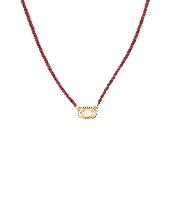 Brown Garnet Rainbow Fine Lexi Lock Necklace