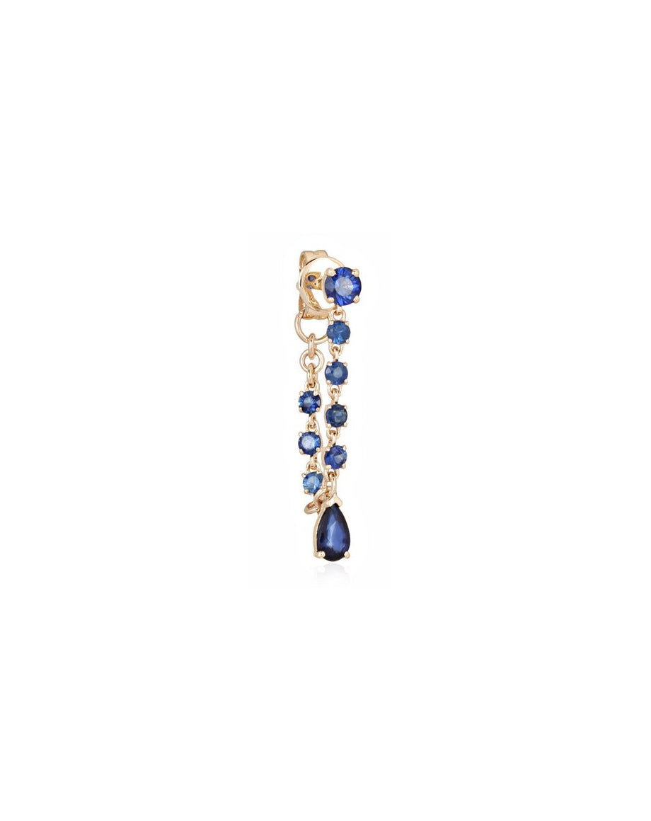14K Gold Blue Sapphire Chain Single Stud