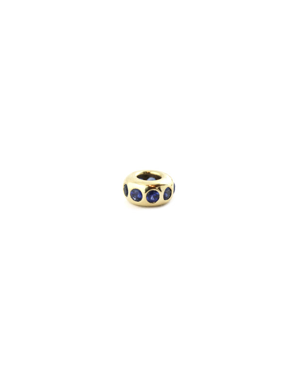 14K Gold Mini Donut Dotted Sapphire Charm Spacer