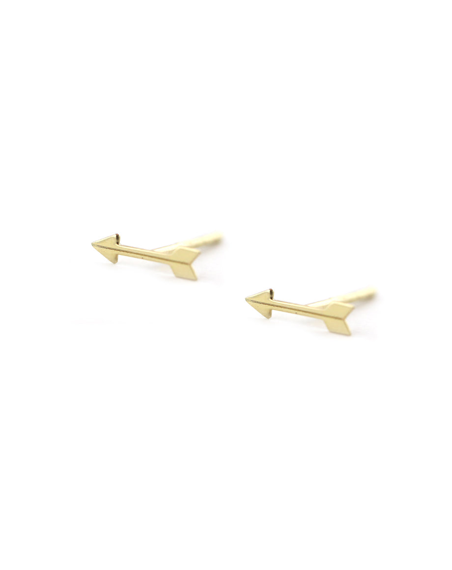 14K Gold Tiny Arrow Studs