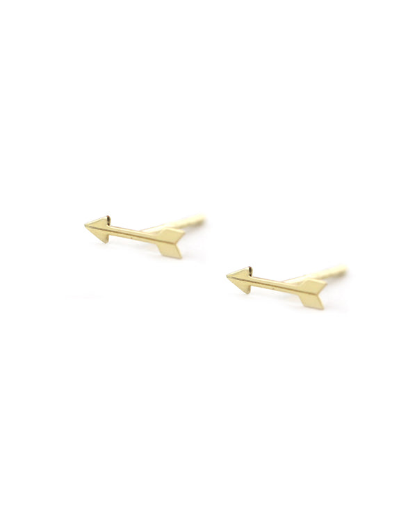 14K Gold Tiny Arrow Studs