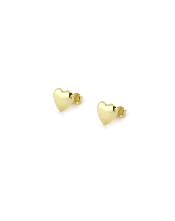 Small 14K Gold Puffy Heart Studs
