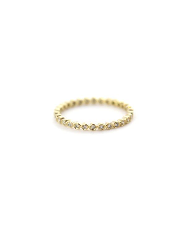 14K Gold Mini Dotted Diamond Bezel Ring