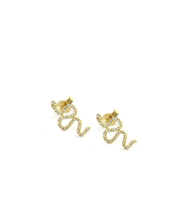 14K Gold Pave Diamond Snake Studs