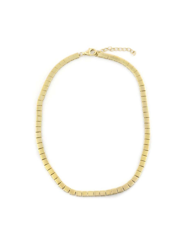 14" 5mm 14K Gold Slinky Square Omega Necklace
