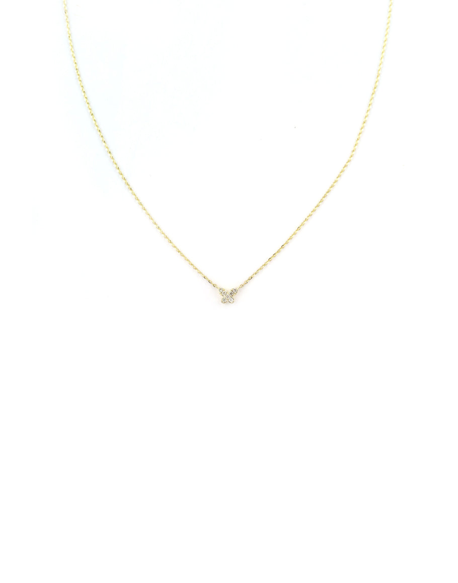 14K Gold Tiny Diamond Butterfly Necklace