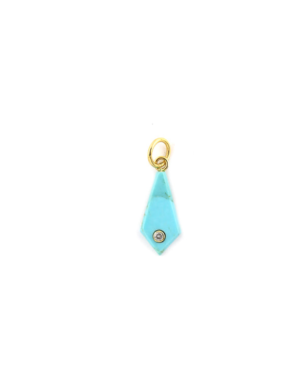 14K Gold Turquoise Diamond Kite Charm
