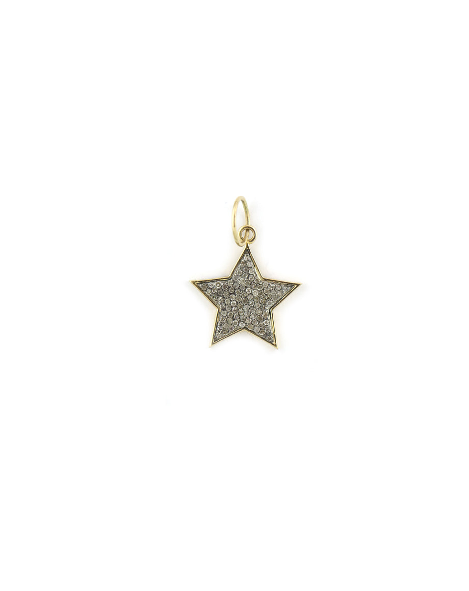 14K Gold Framed Pave Diamond Star Charm