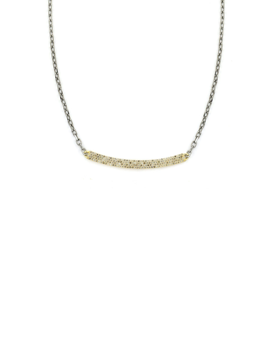 14K Gold Two Tone Pave Diamond ID Choker