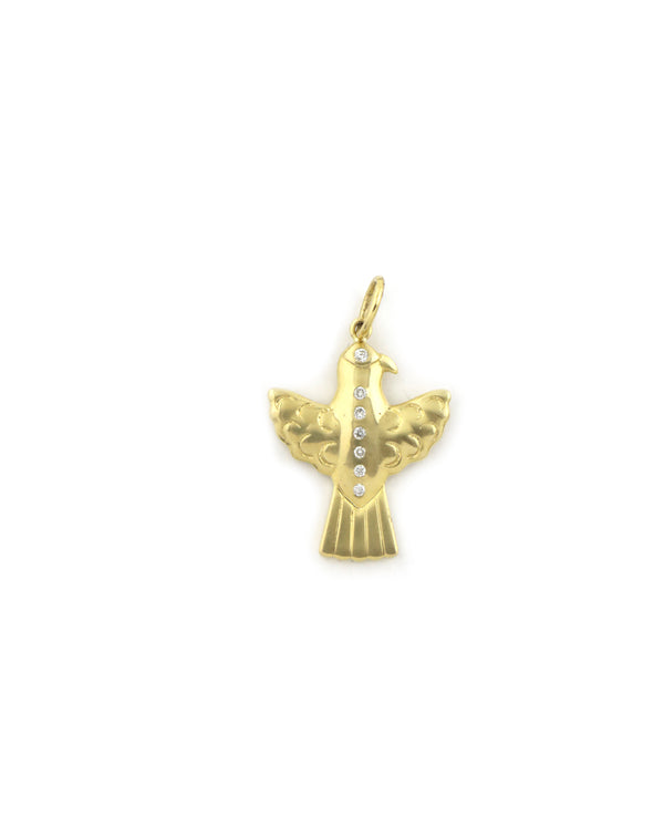 14K Gold Diamond Line Thunderbird Charm