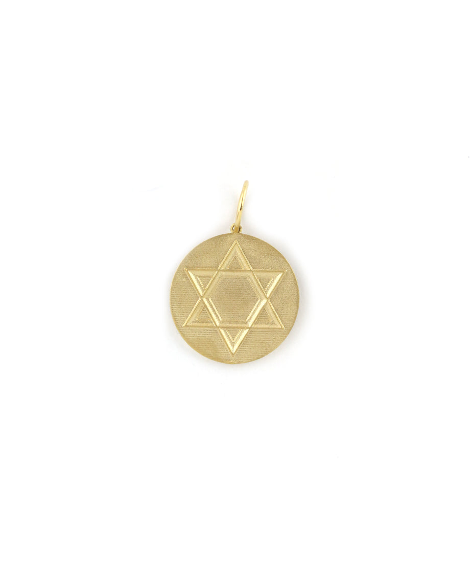 Matte 14K Gold Star of David Charm