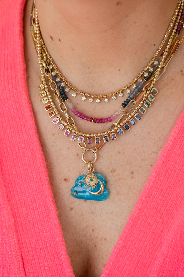 14K Gold .97ct Diamond Bezel Charm Necklace