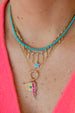 14K Gold Diamond Frame Turquoise Evil Eye Charm