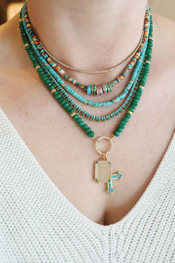Lock Ready: Open Graduated Green Corundum Rondelle Strand