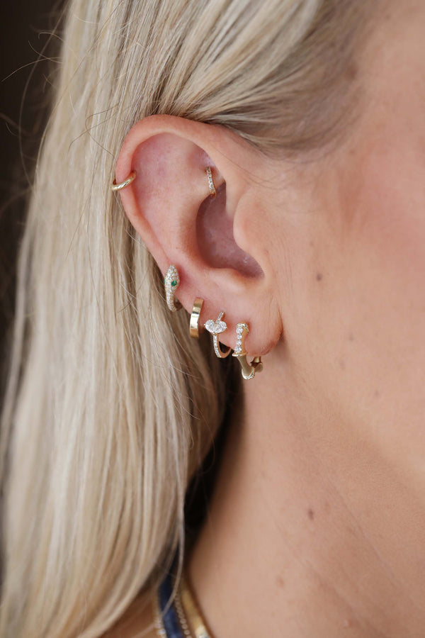 14K Gold Double Pear Diamond Huggies