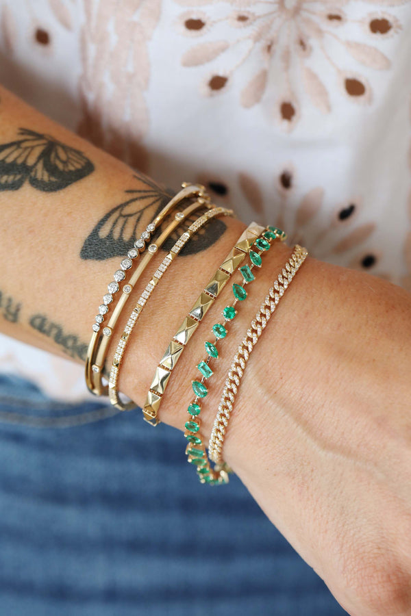 14K Gold 5.4ct Mix Shape Emerald Bracelet