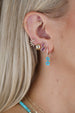 14K Gold Diamond Turquoise Flower Charm Huggies