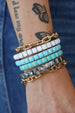 Federico Single Row Bright Blue Turquoise Tiled Cuff
