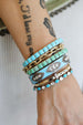 Federico Single Row Green Turquoise Tiled Cuff