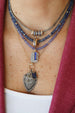 Small 14K Gold Sapphire Gothic Cross Charm