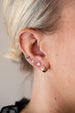 14K Gold Blue Pear Crystal Heart Studs
