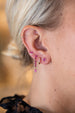 14K Gold Pink Pear Crystal Heart Studs