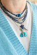 14K White Gold Diamond Oxford Blue Sapphire Necklace