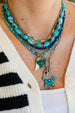 Chunky Oval Natural Turquoise Rondelle Necklace