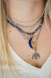 Two Tone Blue Enamel Diamond Crescent Moon Charm