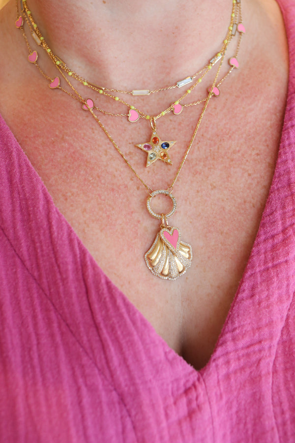 Neon Yellow Enamel Tin Cup Necklace
