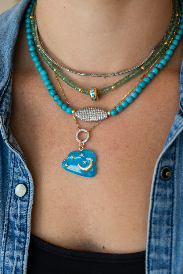 Turquoise Diamond Tube Luxe Necklace