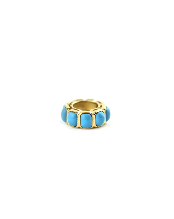 14K Gold Rectangle Bezel Turquoise Spacer