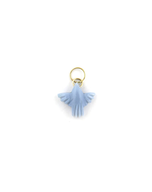 Small 14K Gold Carved Blue Opal Thunderbird Charm