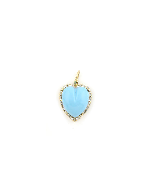 14K Gold Chubby Turquoise Diamond Frame Charm