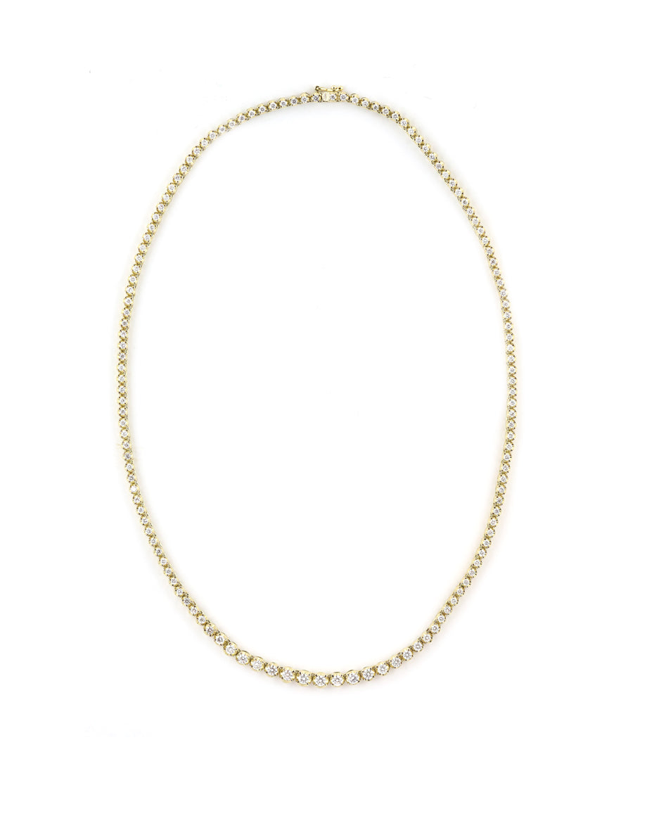 14K Gold Cupcake Setting Diamond Tennis Necklace