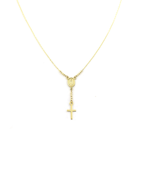 Dainty 14K Gold Mini Virgin Mary Rosary Necklace