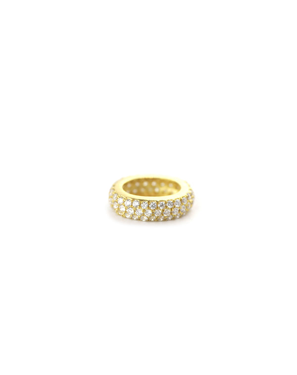 14K Gold 3 Row Puffy Diamond Charm Spacer